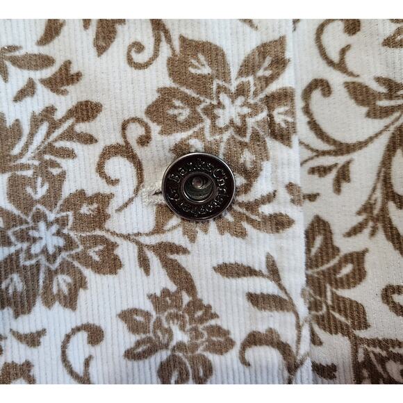 CHRISTOPHER CJ BANKS Women M Corduroy Jacket Blazer Buttons Tan White Floral 38" - Picture 4 of 8